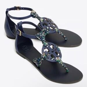 Tory Burch Miller T-Strap Sandals with Floral Pattern